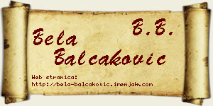 Bela Balčaković vizit kartica